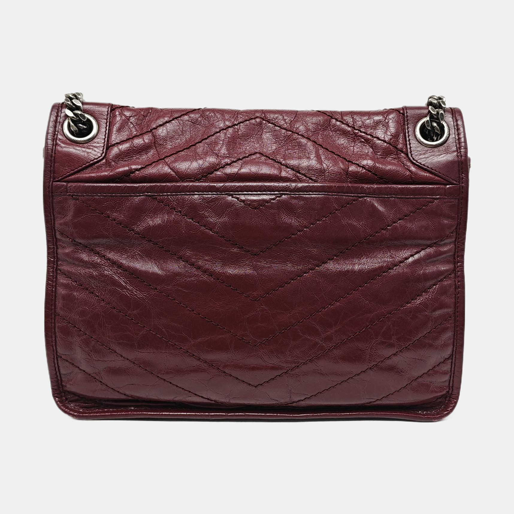NIKI Medium Chevron Calfskin Red