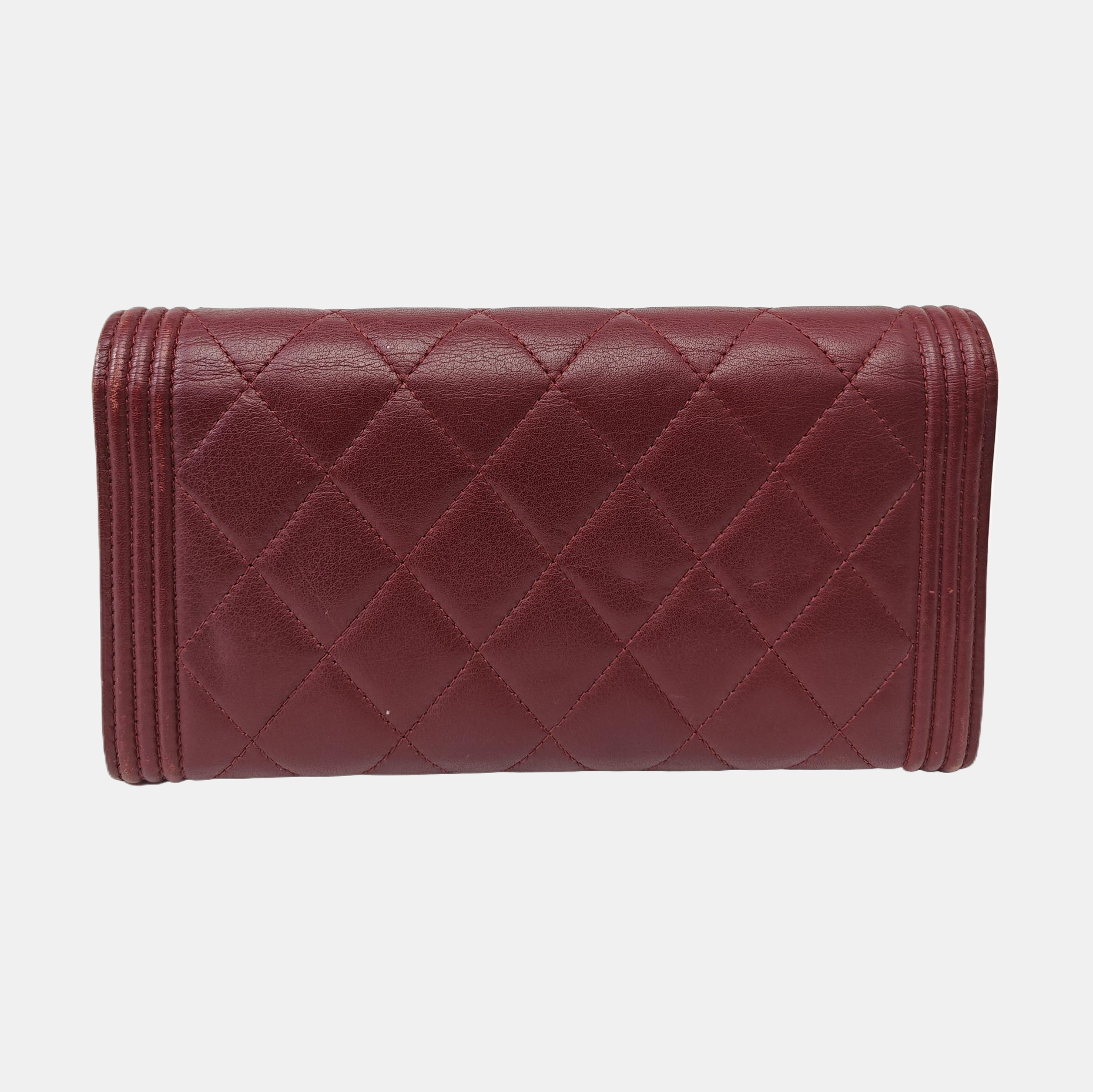 BOY CHANEL Mini Quilted Calfskin Red Wallet