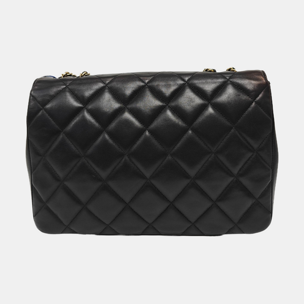 Quilted Lambskin Shoulder Bag Black