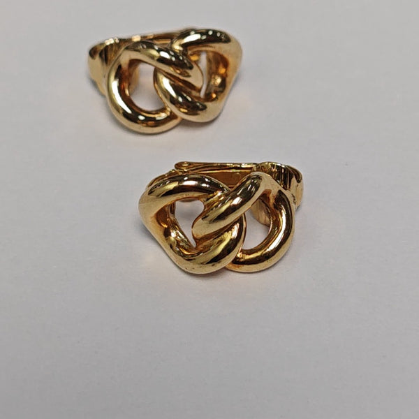 Twist Round Metal Gold Clip On Earrings