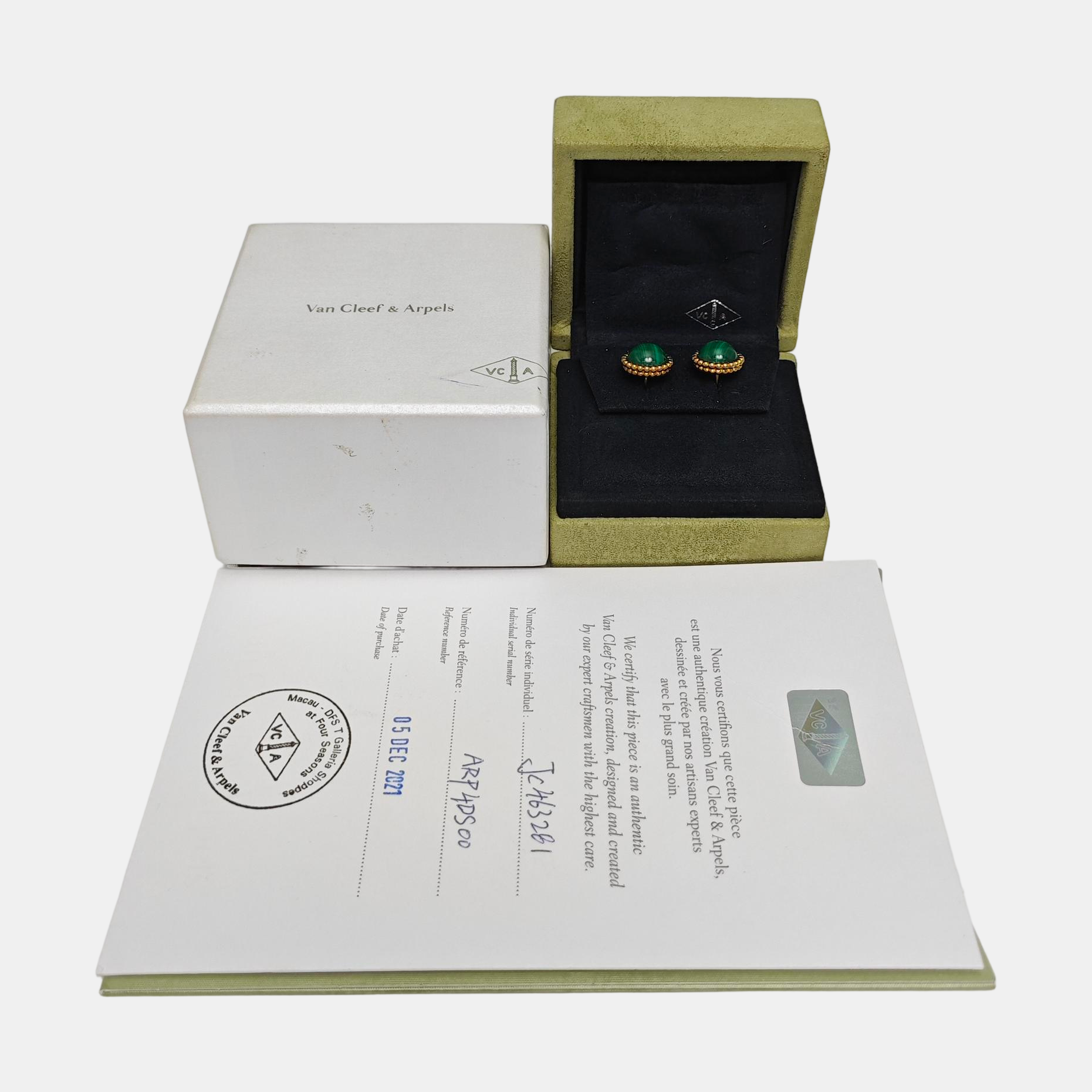 Perlée Couleurs 18k Gold Green Stud Earrings