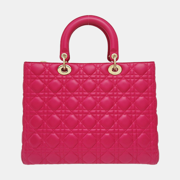 Lady Dior Large Cannage Lambskin Red