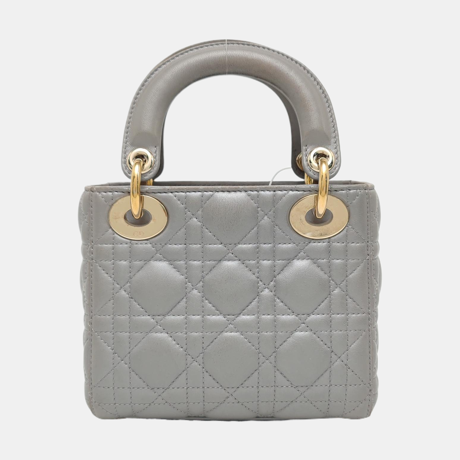 Lady Dior Mini Cannage Lambskin Gray