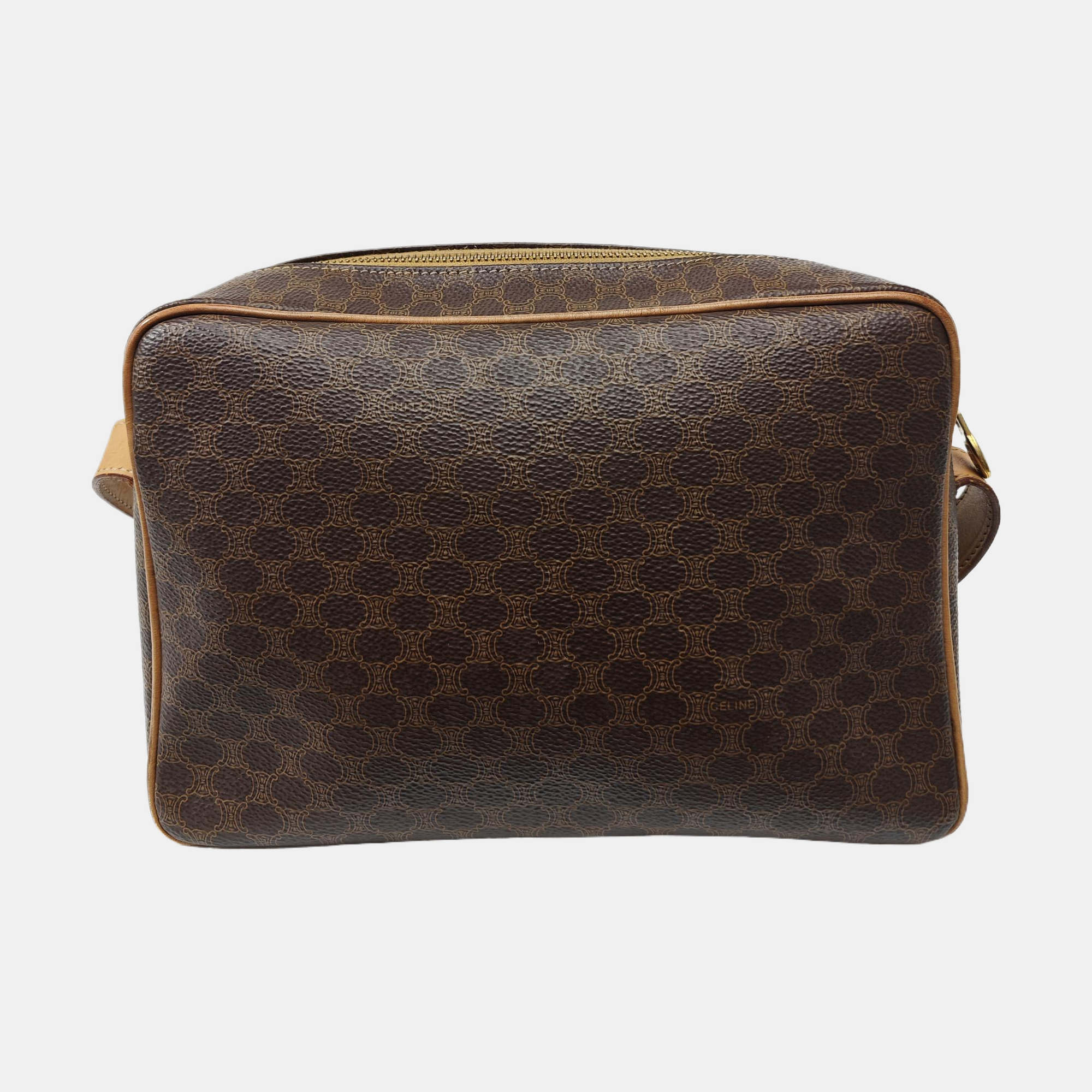 Coated Canvas Shoulder Bag Brown