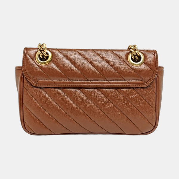 GG Marmont Small Quilted Calfskin Brown