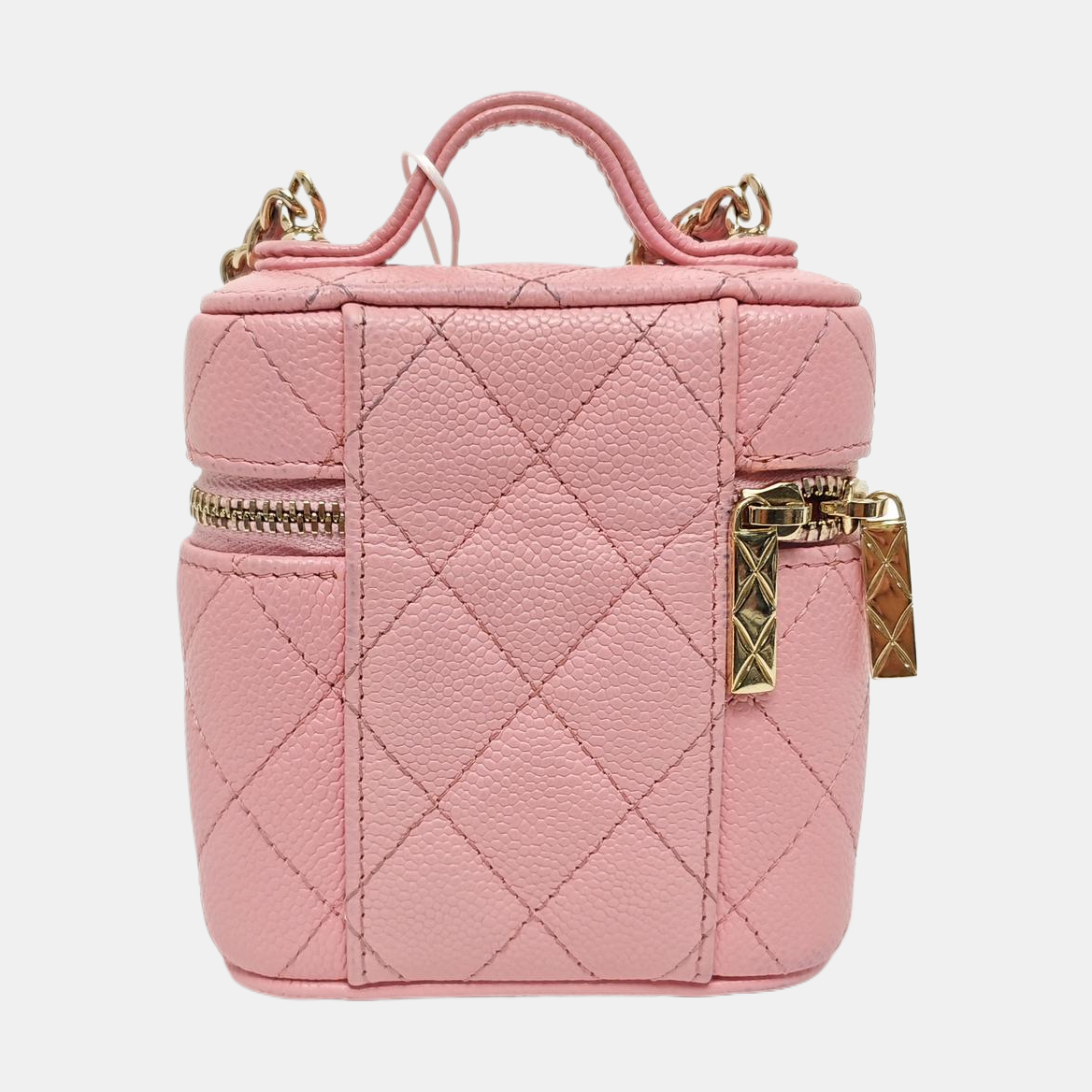 VANITY CASE Mini Quilted Grained Calfskin Pink