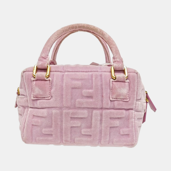 Monogram Velvet Crossbody Bag Pink