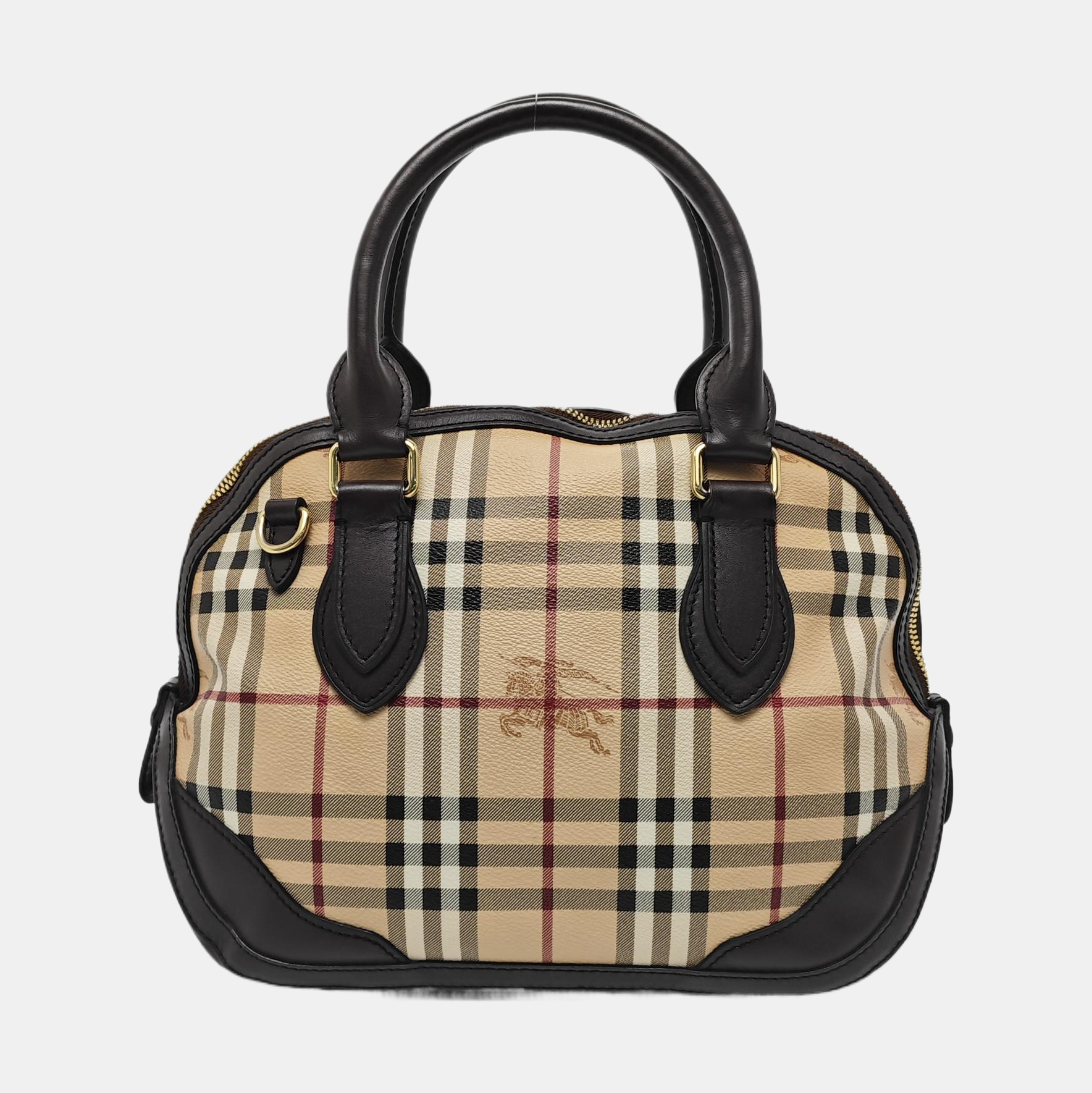 Coated Canvas Top Handle Bag Small Beige