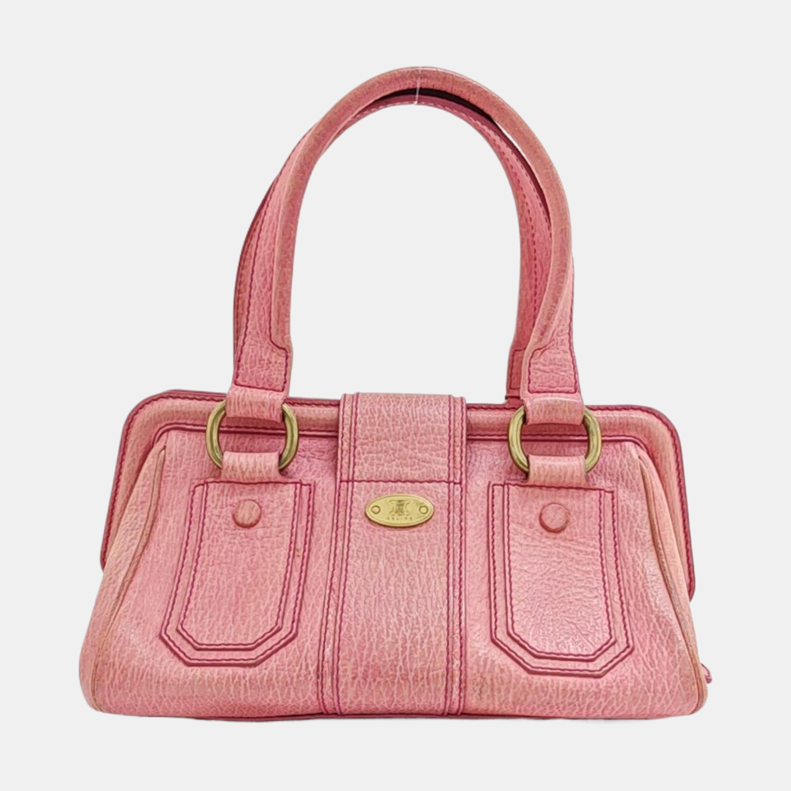 Leather Top Handle Bag Pink