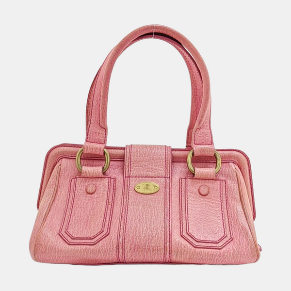 Leather Top Handle Bag Pink