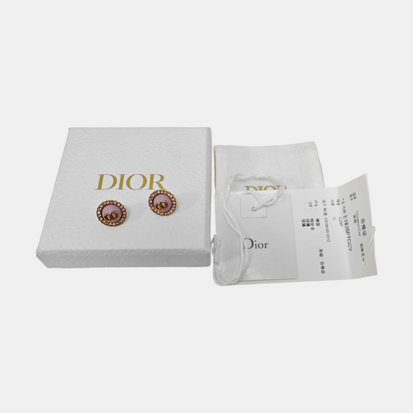 Petit CD Metal Purple Stud Earrings