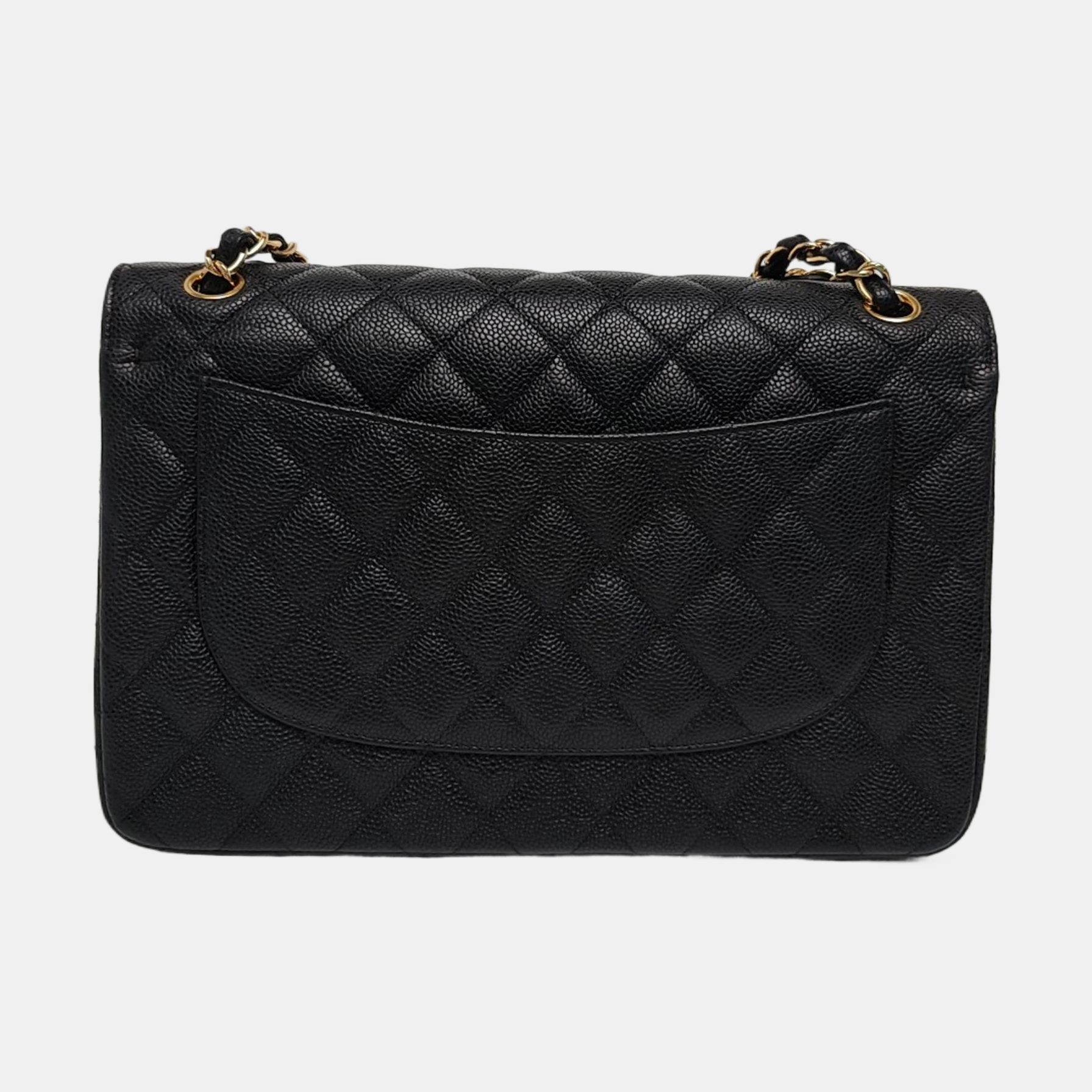 CLASSIC FLAP Jumbo Quilted Grained Calfskin Black