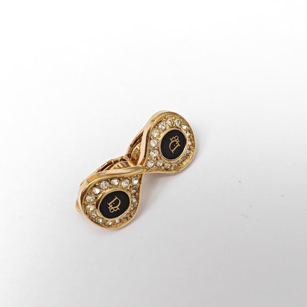 Dior Oblique Metal Gold Clip On Earrings