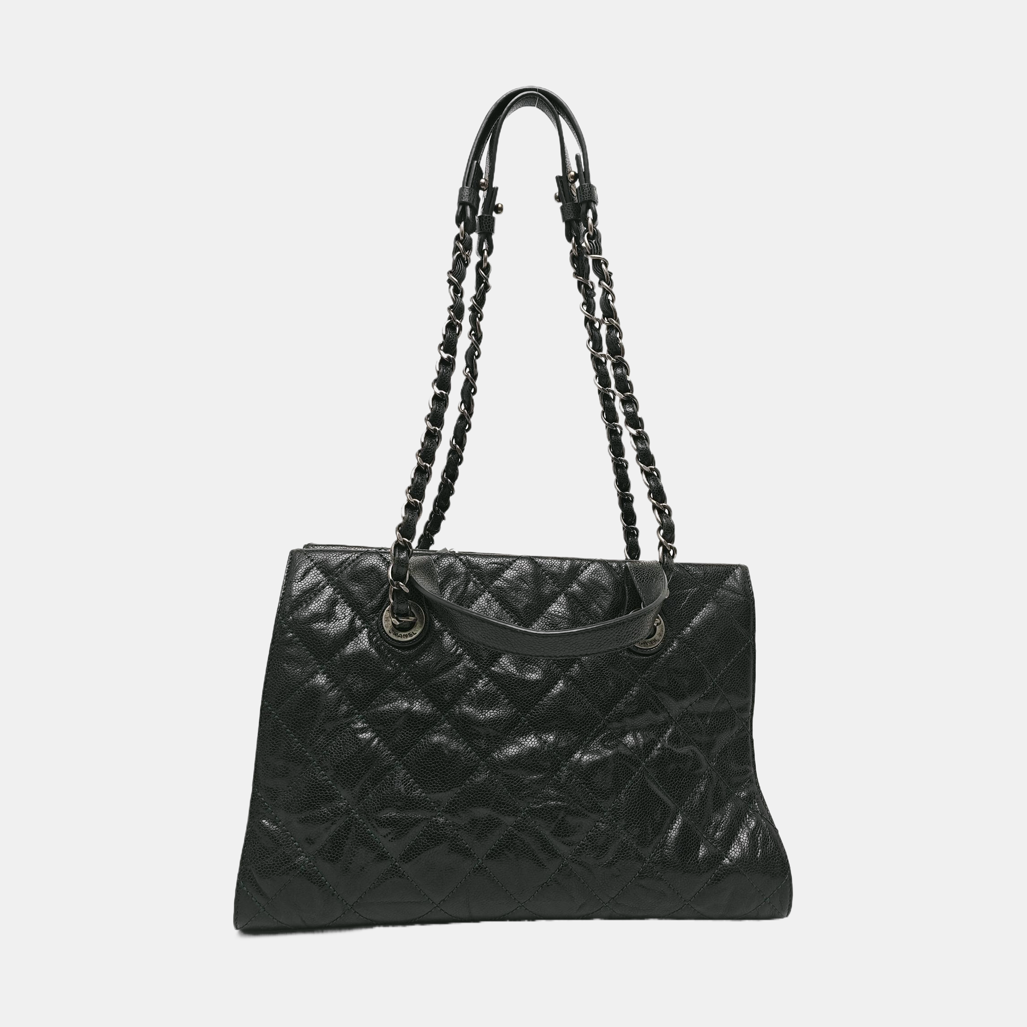 Quilted Grained Calfskin Shoulder Bag Green