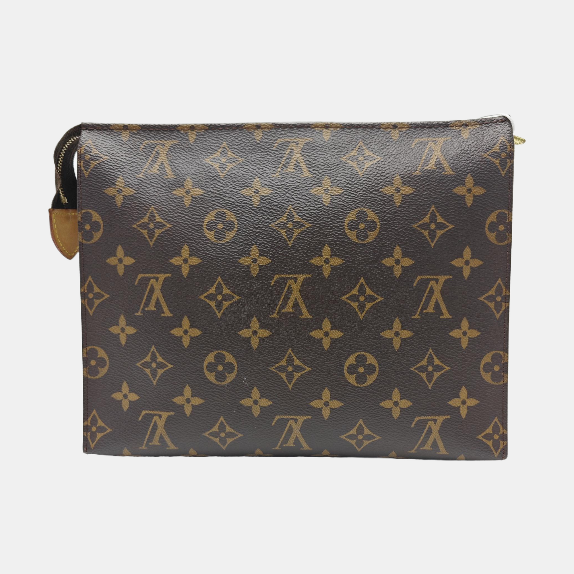 TOILET POCKET 26 Monogram Coated Canvas Brown