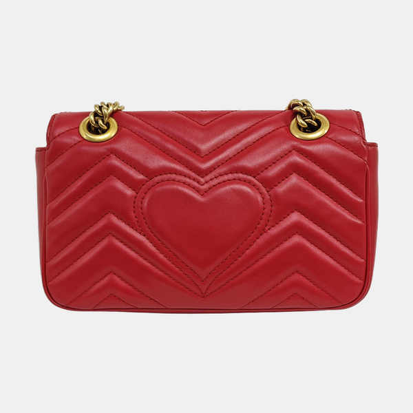 GG Marmont Small Quilted Calfskin Red