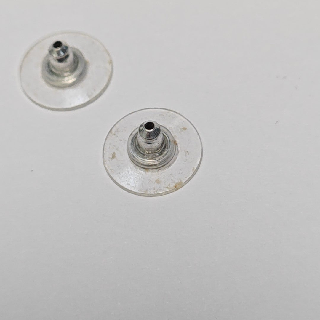 CC Logo Metal Gray Stud Earrings