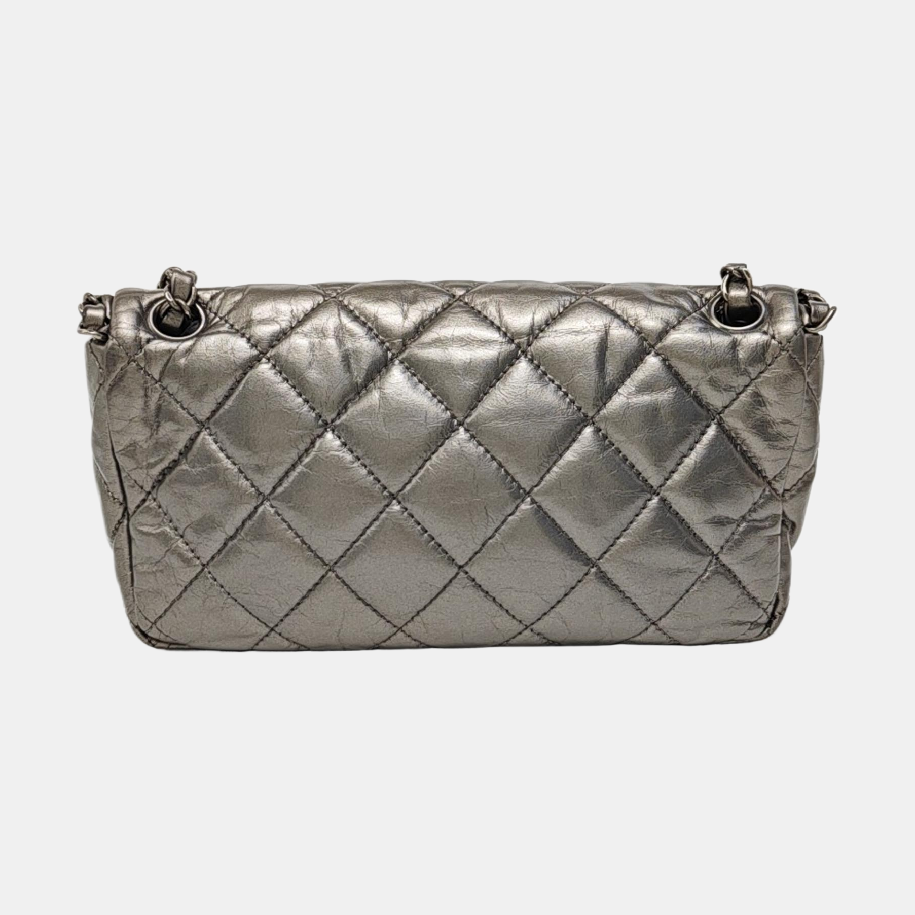 Quilted Calfskin Shoulder Bag Silver