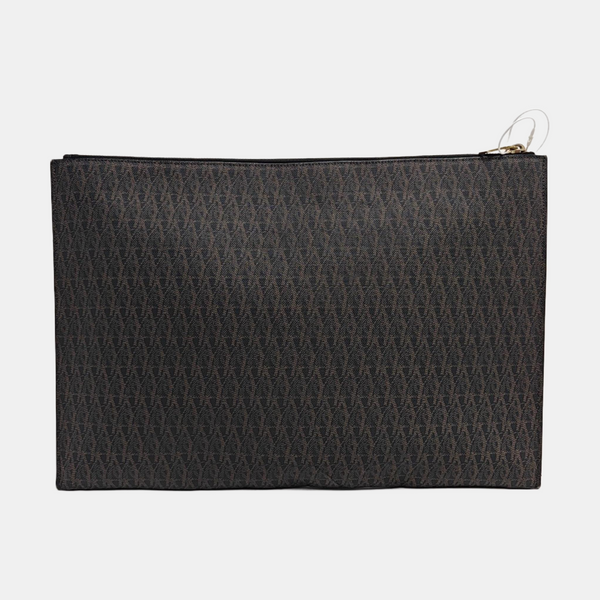Coated Canvas Clutch Brown