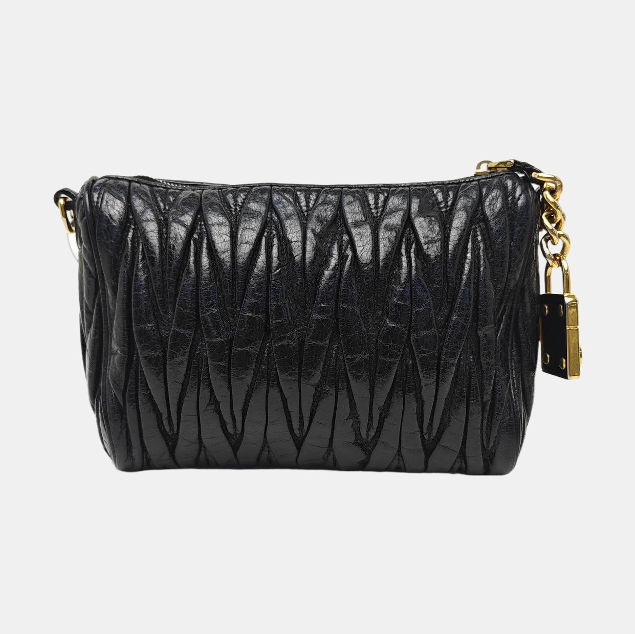 Quilted Lambskin Top Handle Bag Black