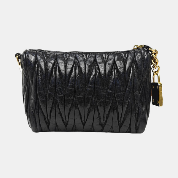 Quilted Lambskin Top Handle Bag Black