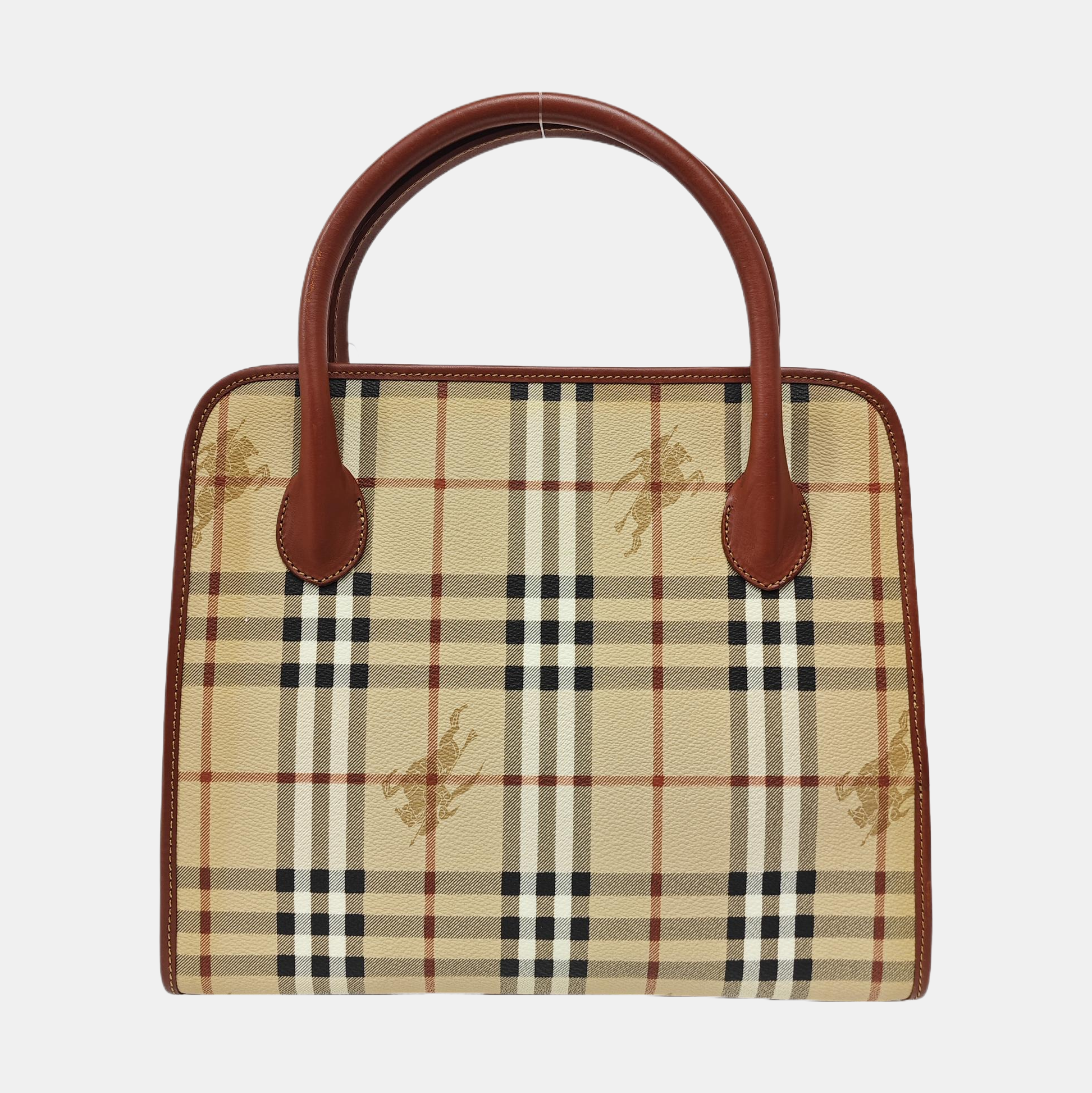 Coated Canvas Top Handle Bag Brown