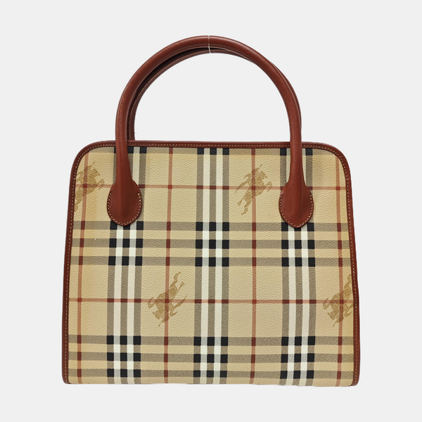 Coated Canvas Top Handle Bag Brown