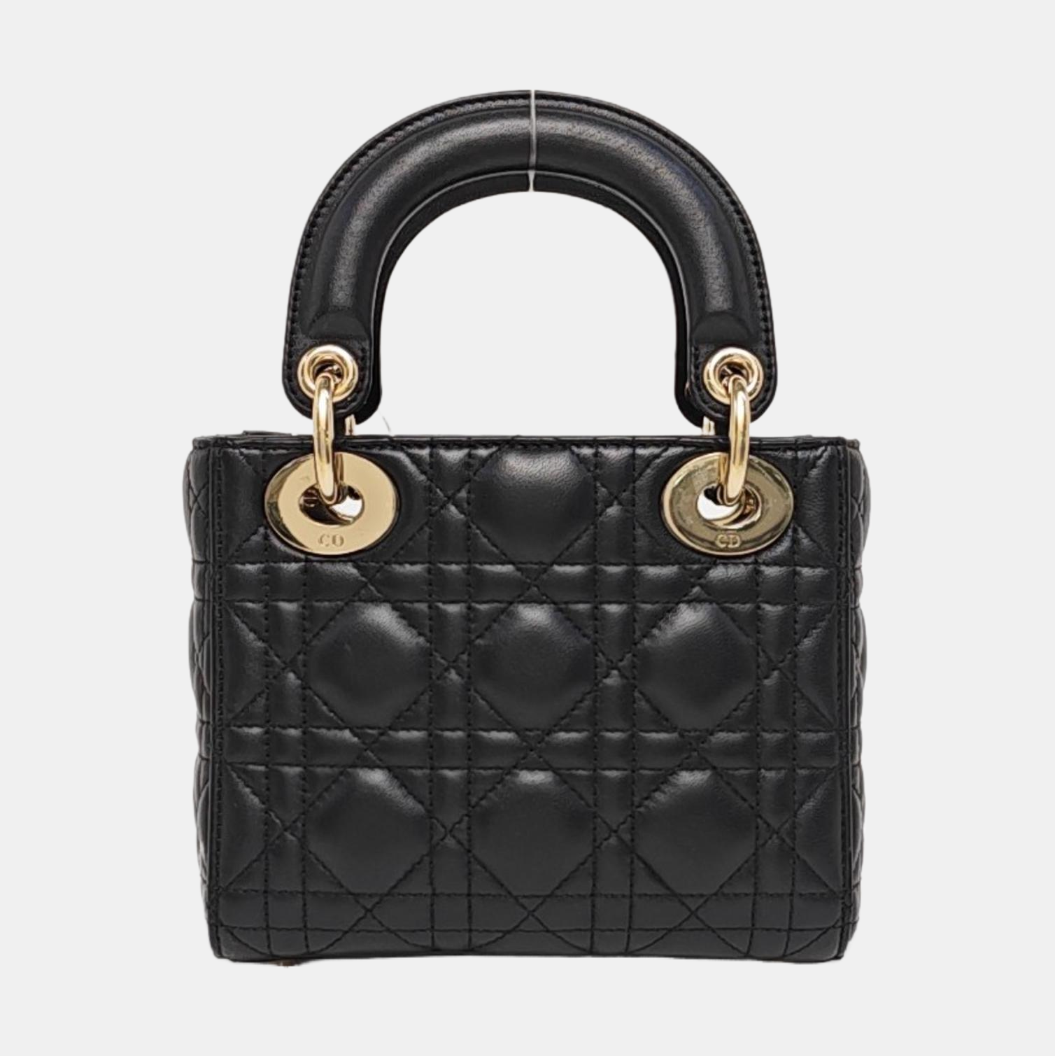 Lady Dior Mini Cannage Lambskin Black