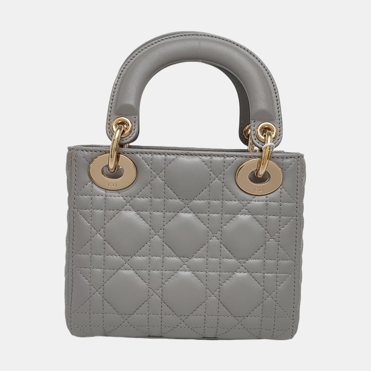 Lady Dior Mini Quilted Lambskin Grey
