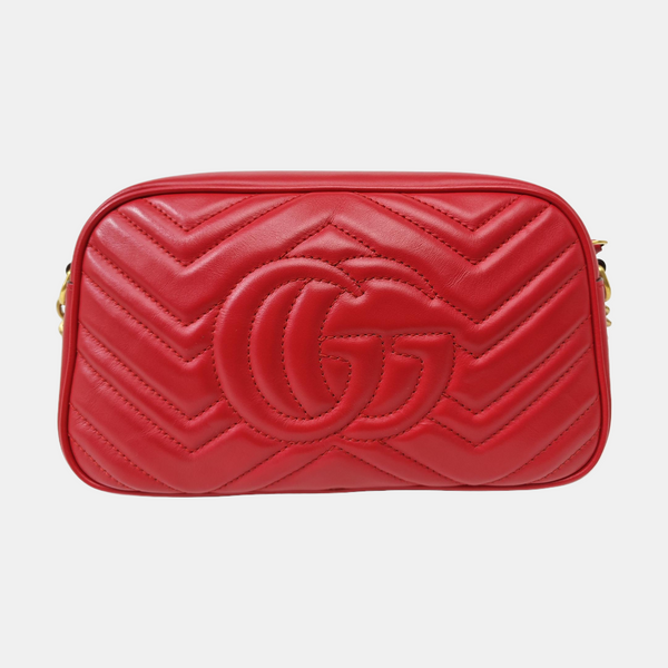 GG Marmont Small Quilted Calfskin Red