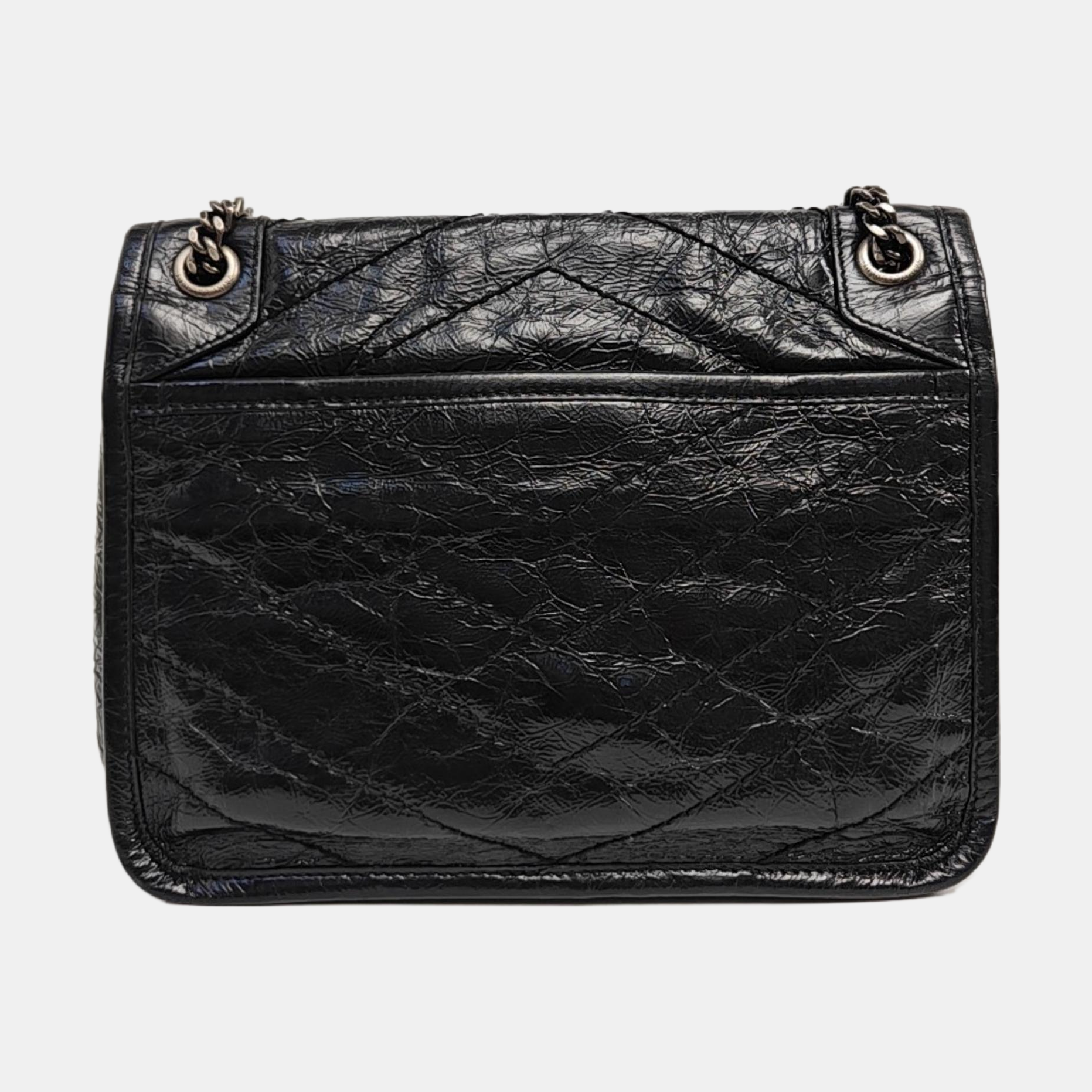 NIKI Small Chevron Calfskin Black