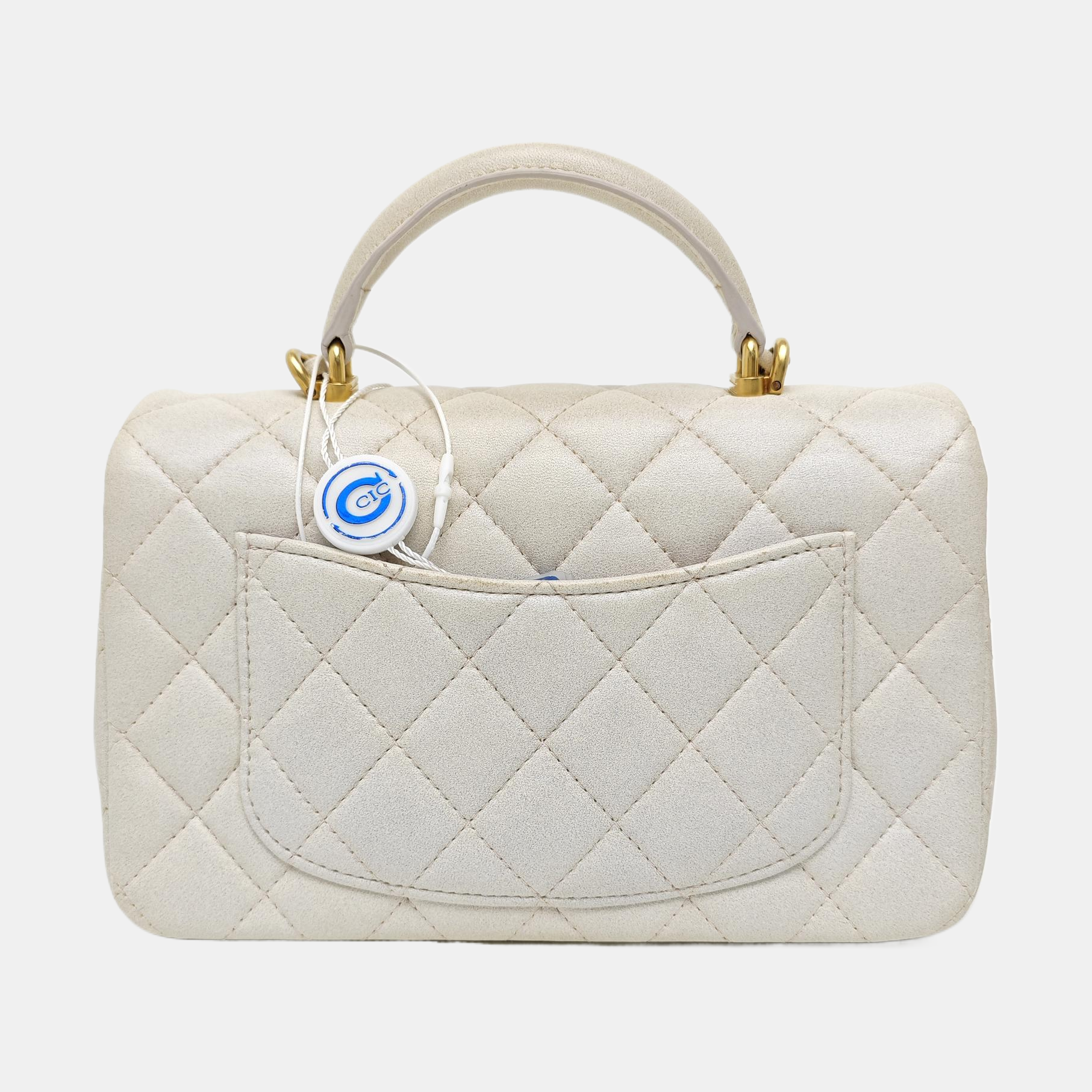 Quilted Lambskin Shoulder Bag White