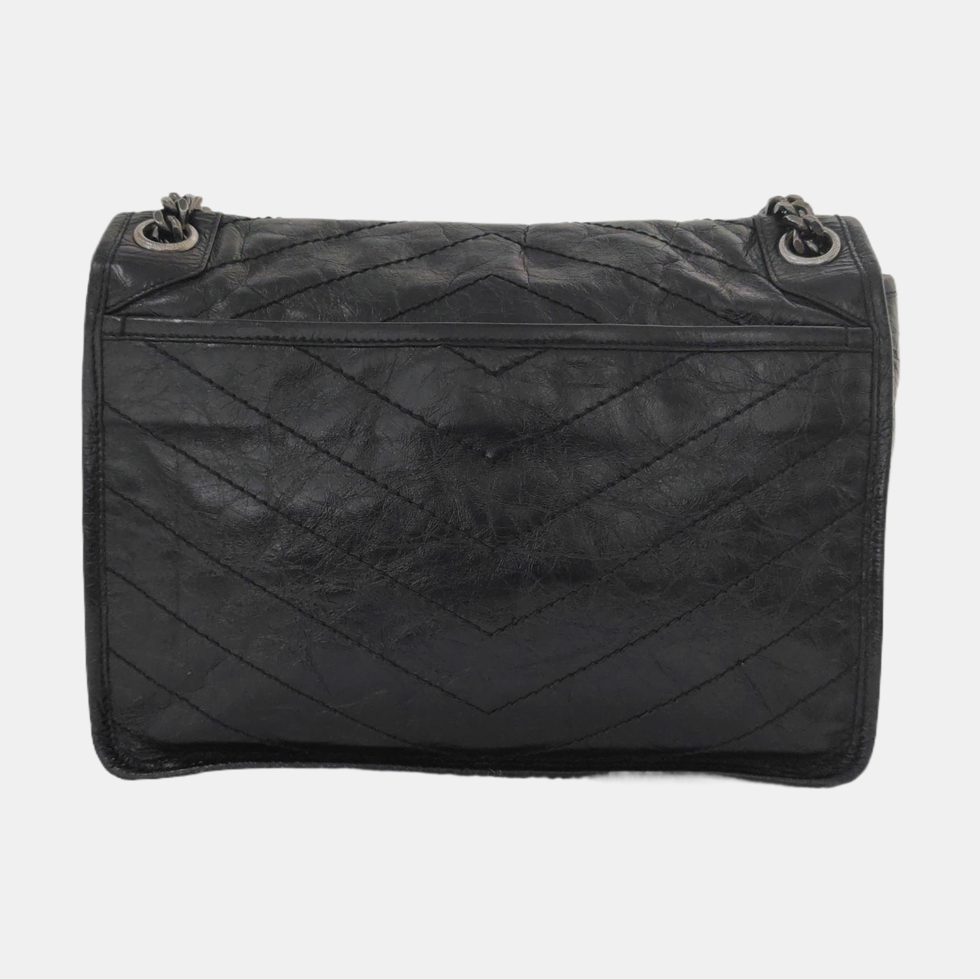 NIKI Medium Chevron Calfskin Black