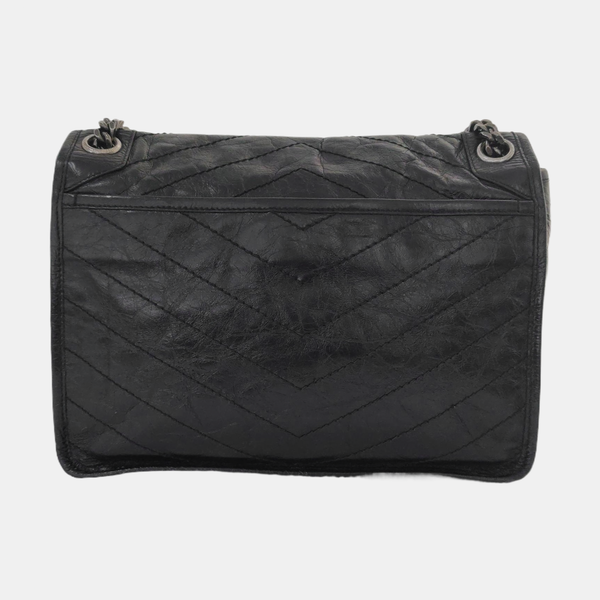 NIKI Medium Chevron Calfskin Black