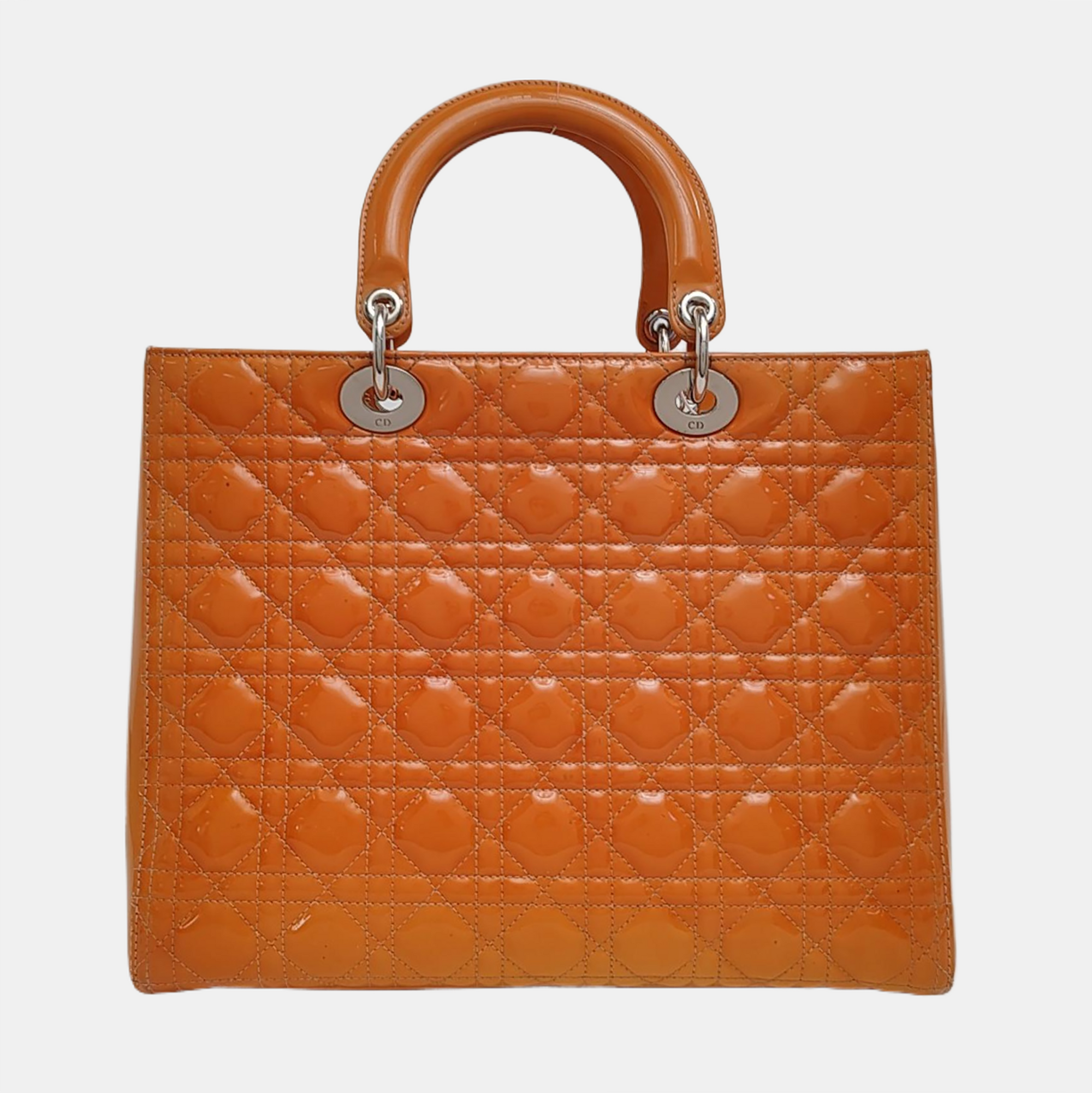 Lady Dior Large Cannage Patent Leather Orange