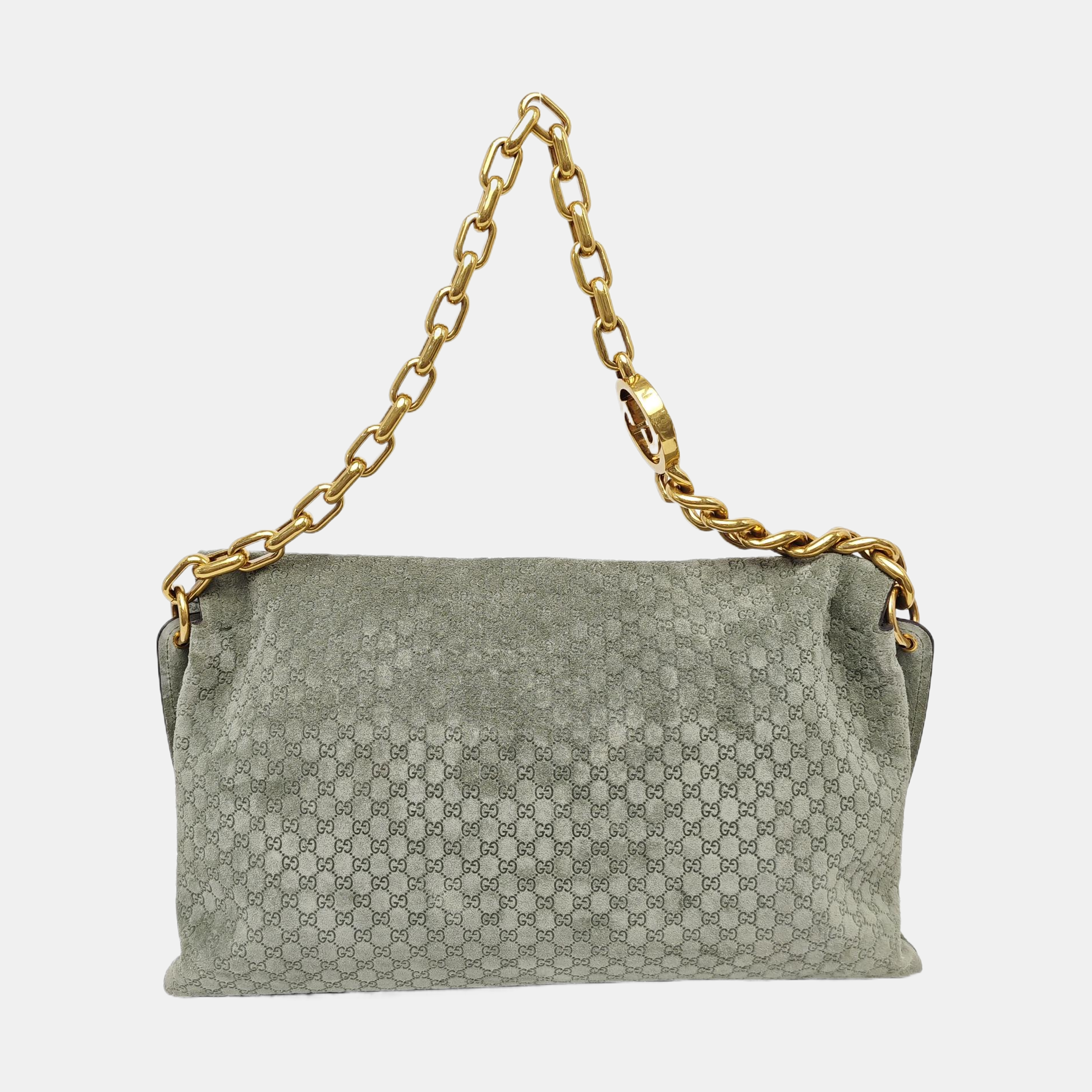 Monogram Suede Shoulder Bag Green