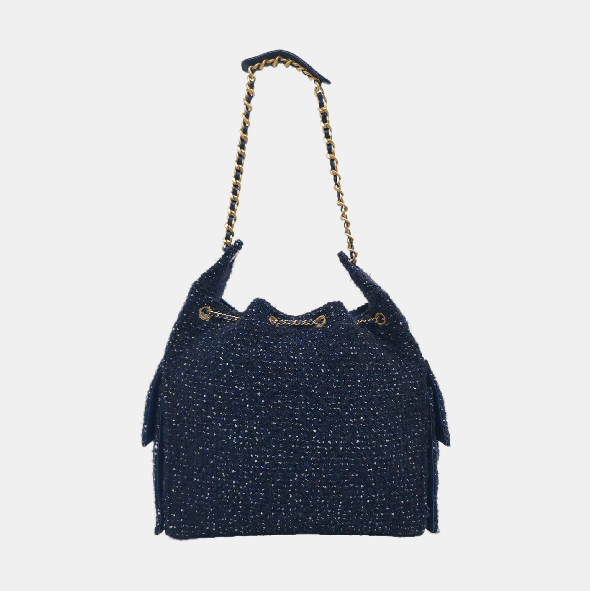 CHANEL 25 Medium Quilted Fabric Blue