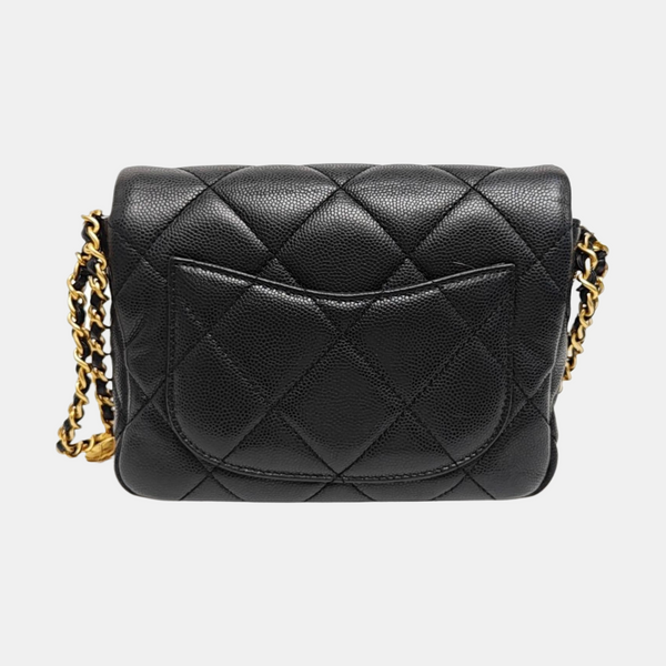 CLASSIC FLAP Mini Quilted Grained Calfskin Black