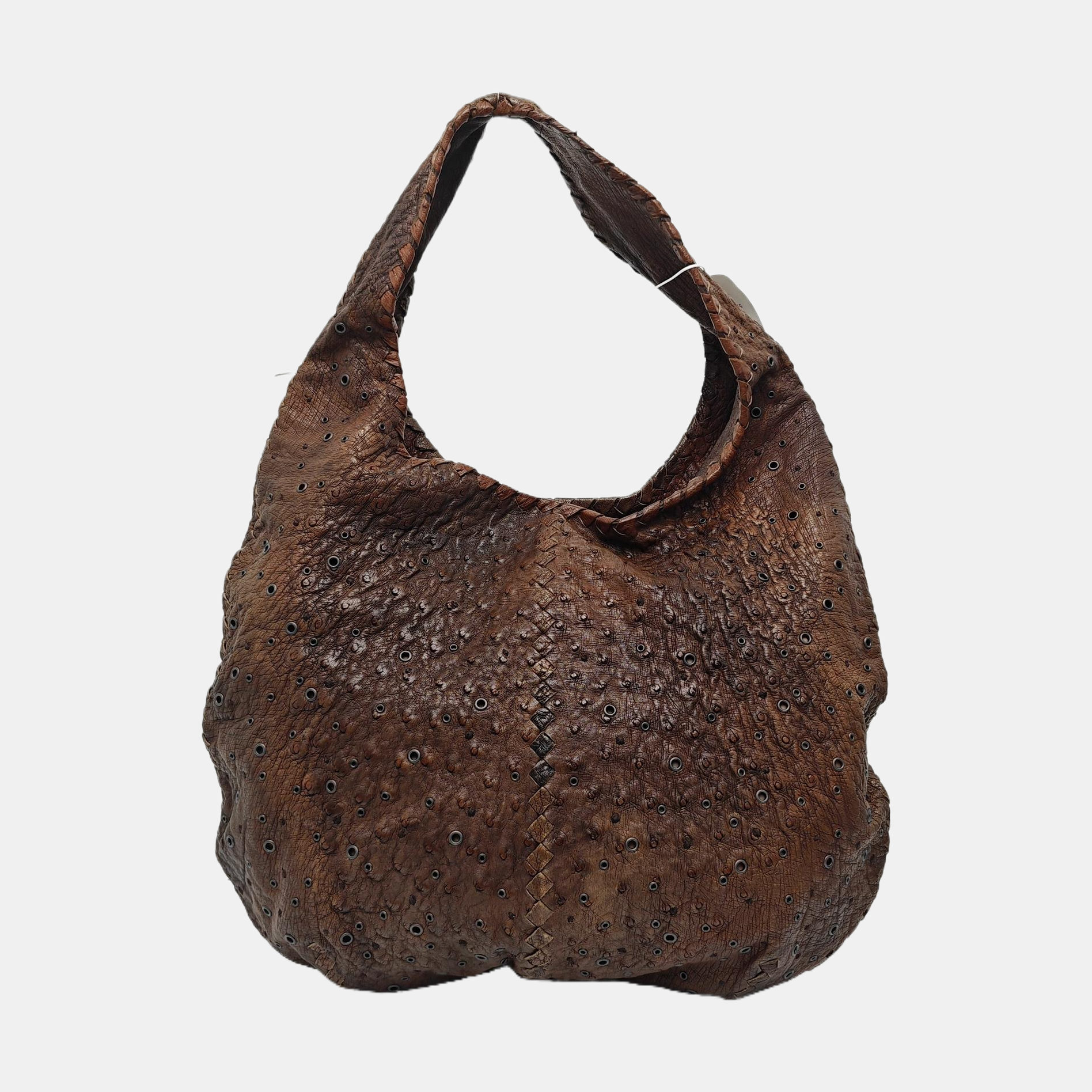 Ostrich Top Handle Bag Brown