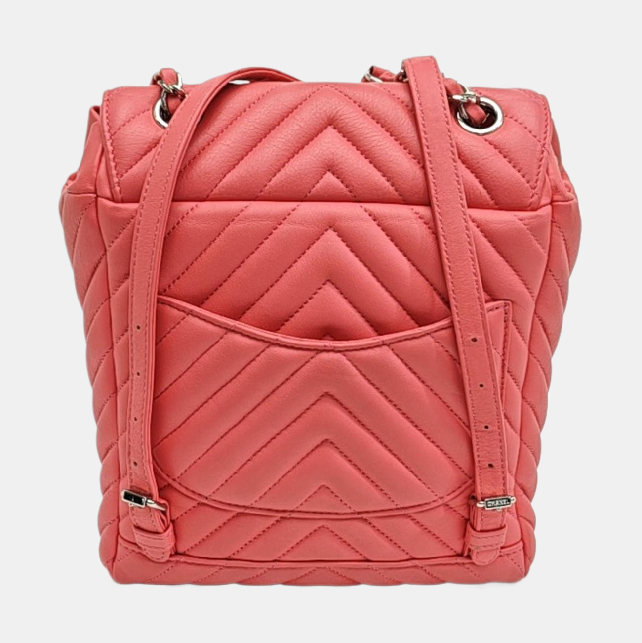 Chevron Calfskin Backpack Pink