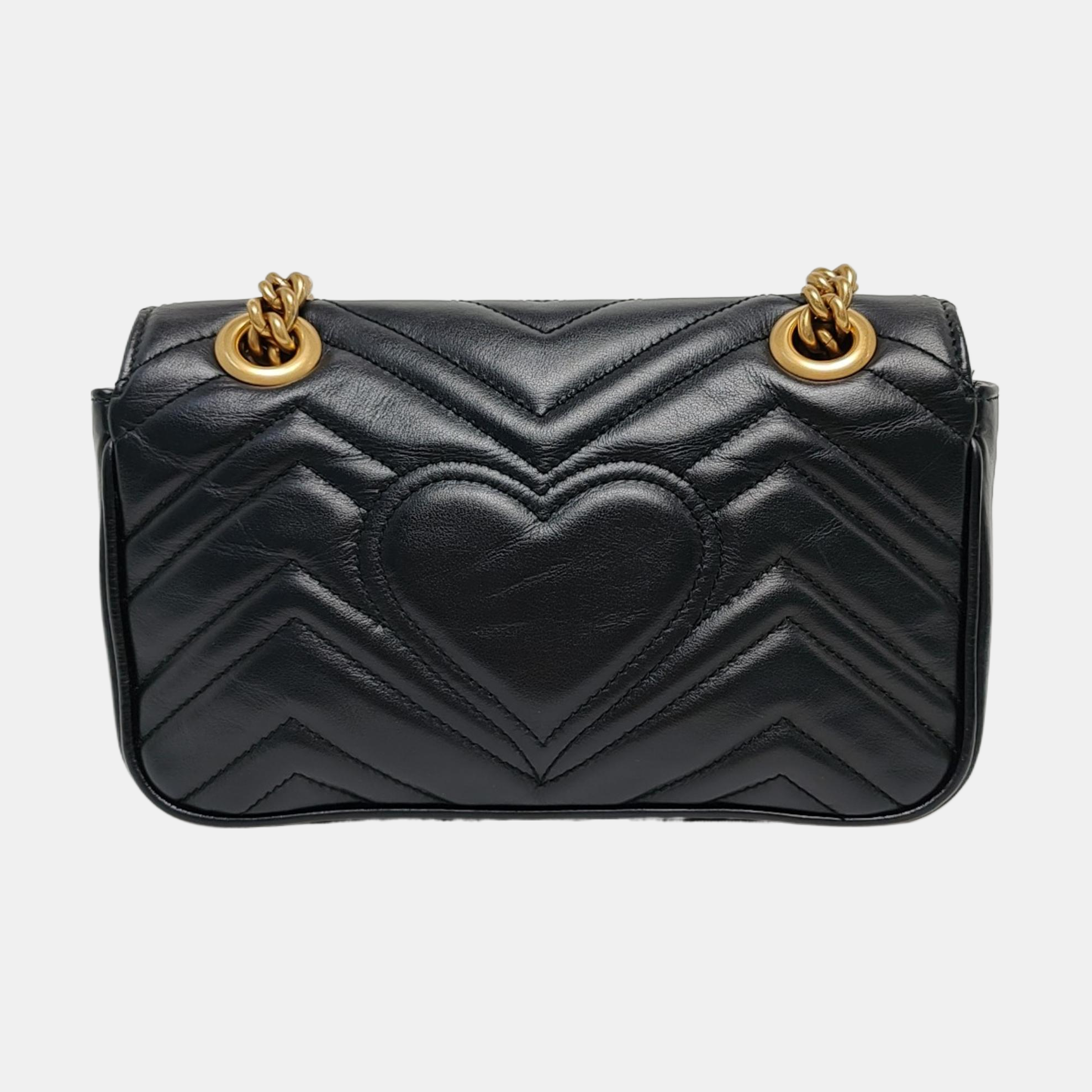 GG Marmont Small Quilted Calfskin Black