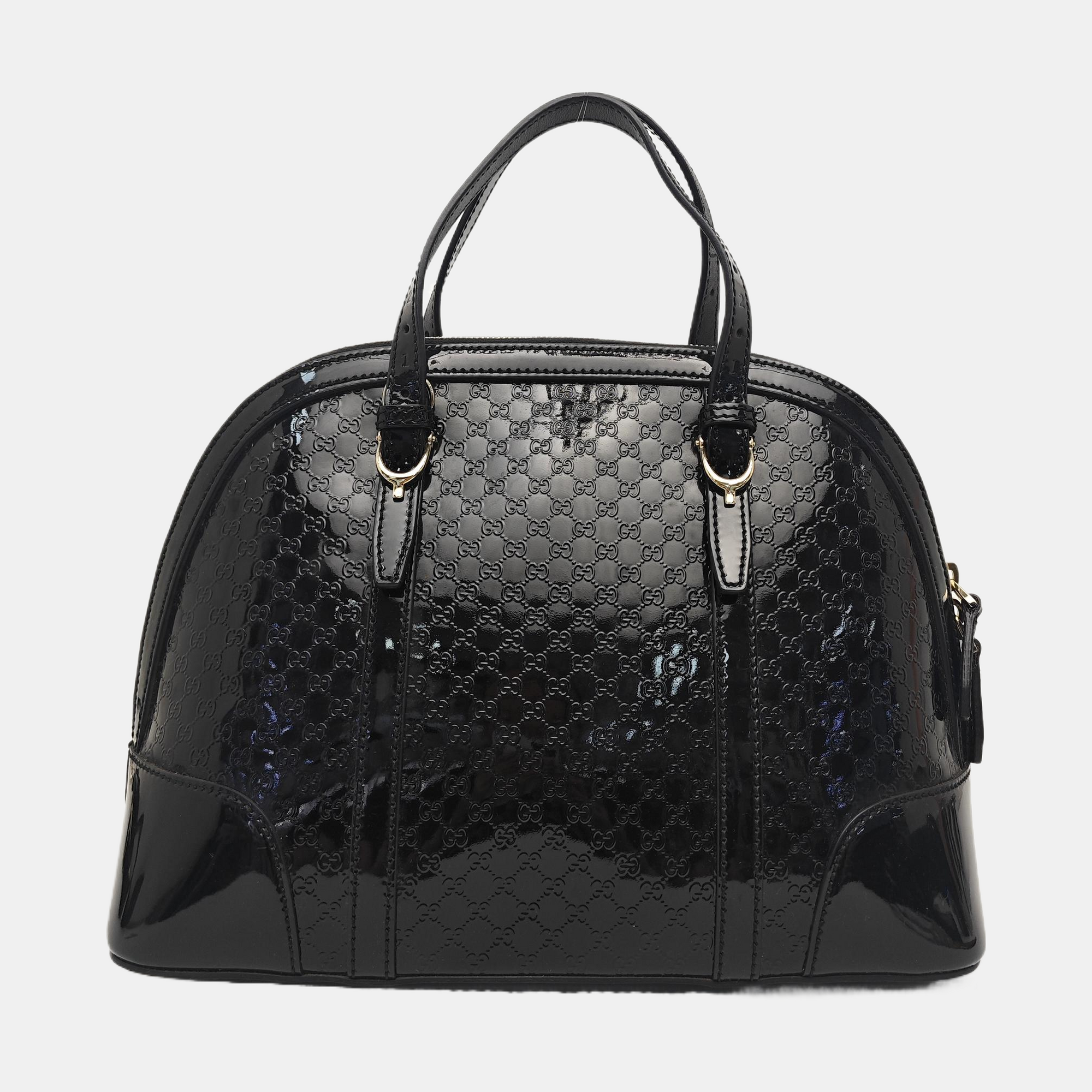 Microguccissima Monogram Patent Leather Black