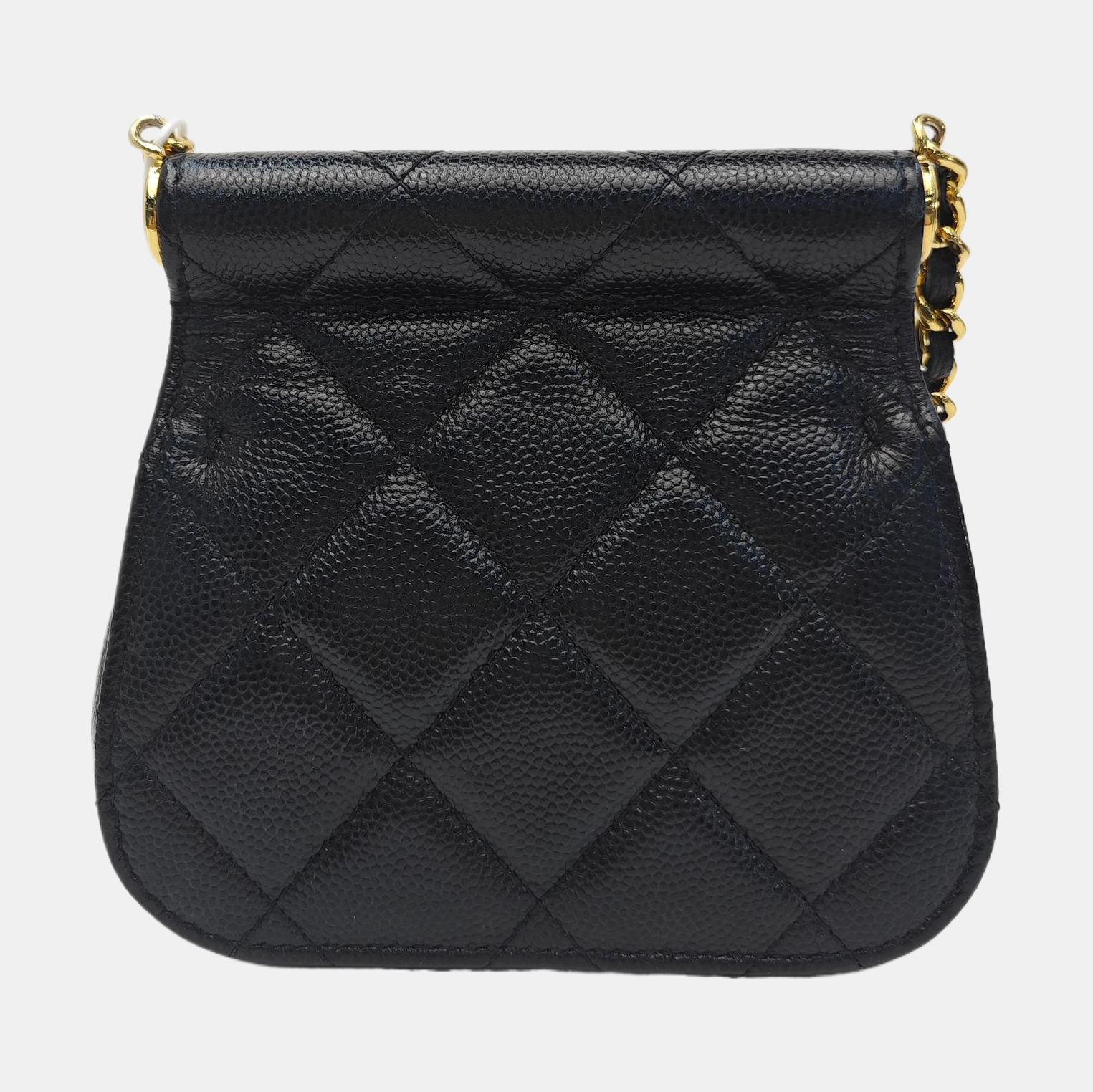 Quilted Grained Calfskin Shoulder Bag Black