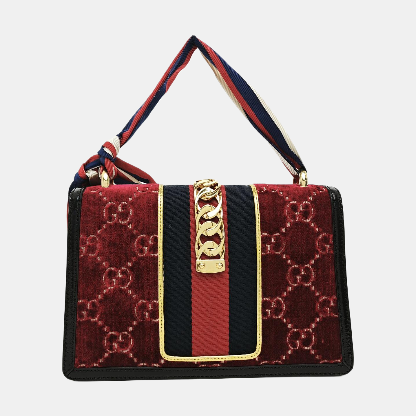 Sylvie Small Monogram Velvet Red