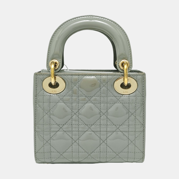 Lady Dior Mini Cannage Patent Leather Green