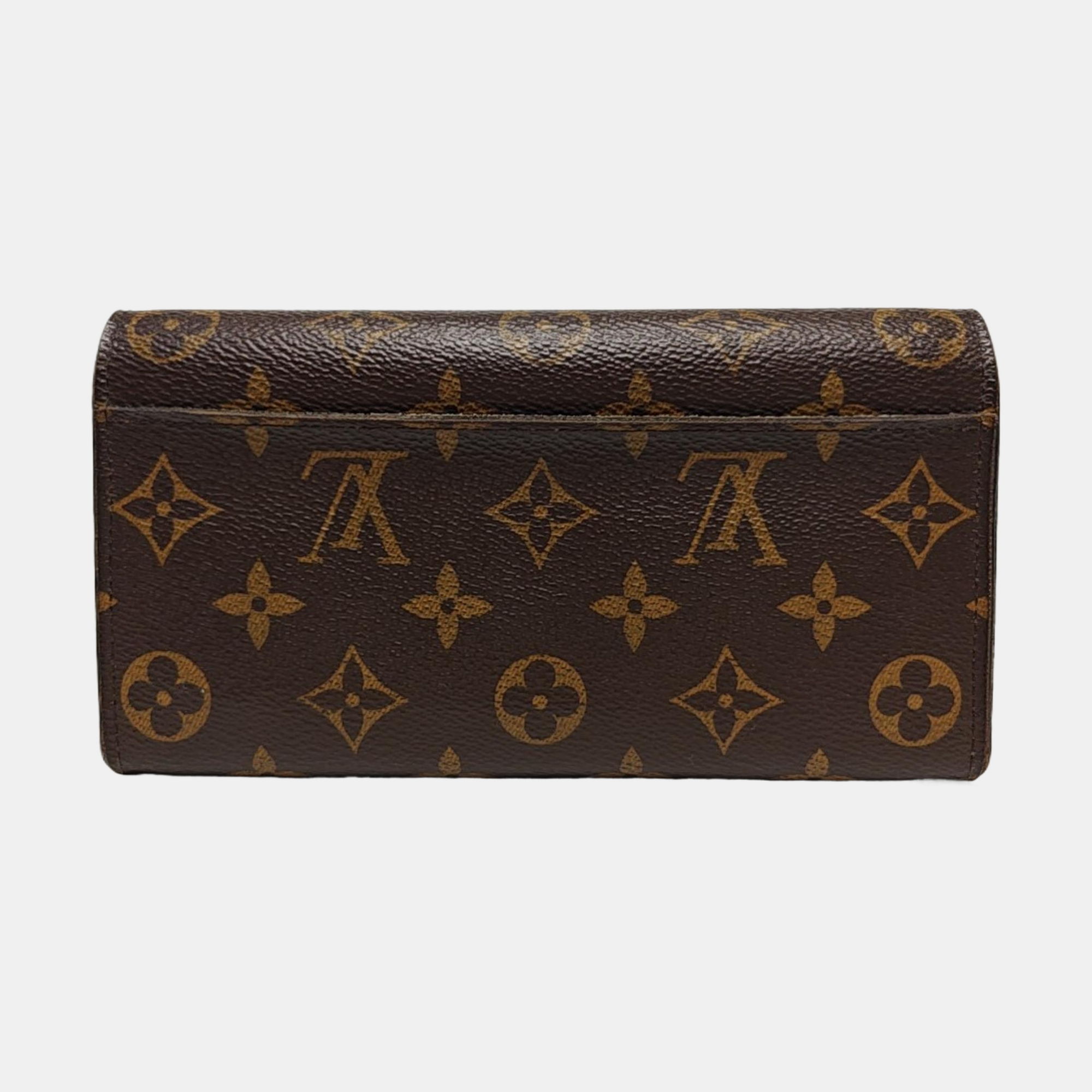 SARAH Monogram Coated Canvas Brown Wallet