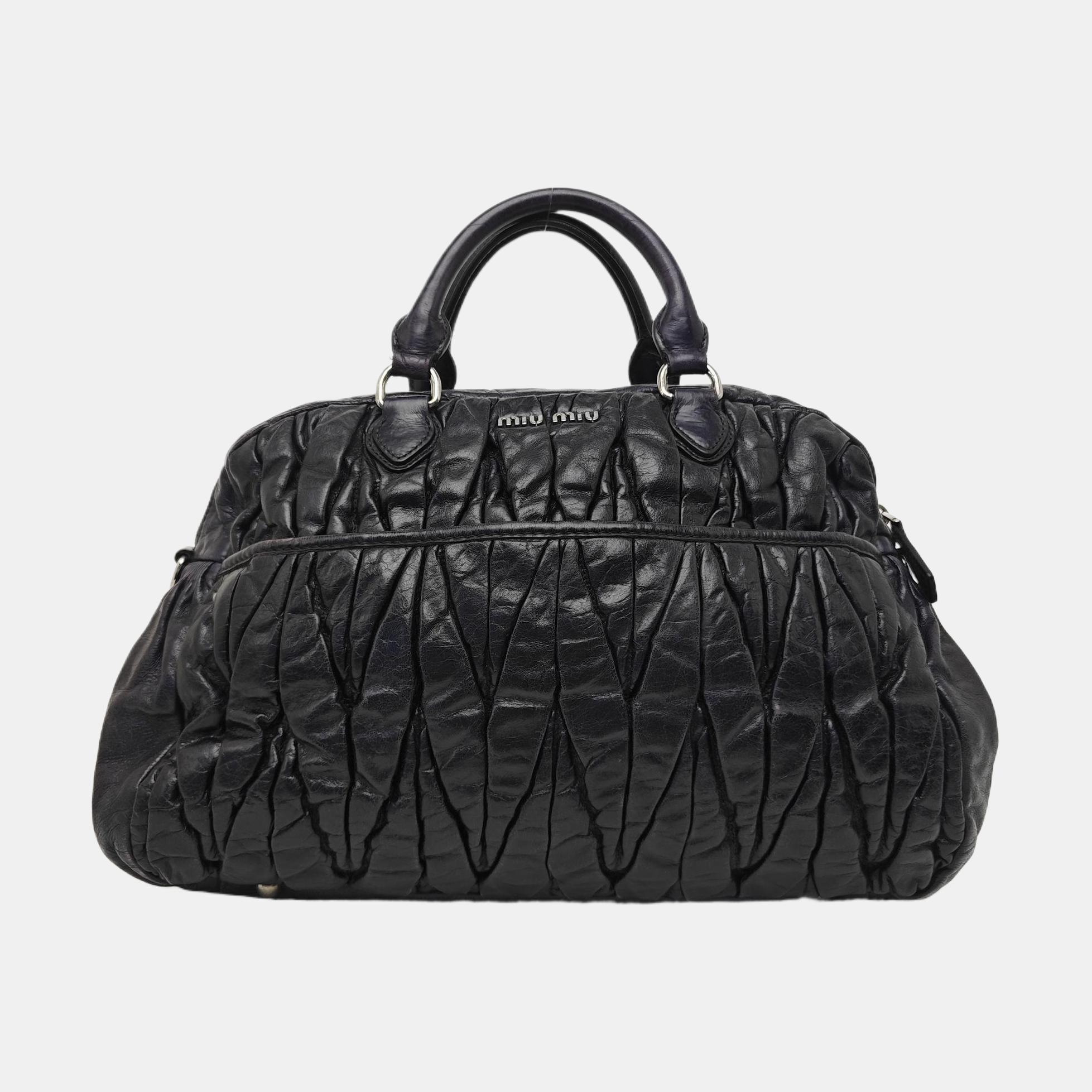 Quilted Lambskin Top Handle Bag Blue