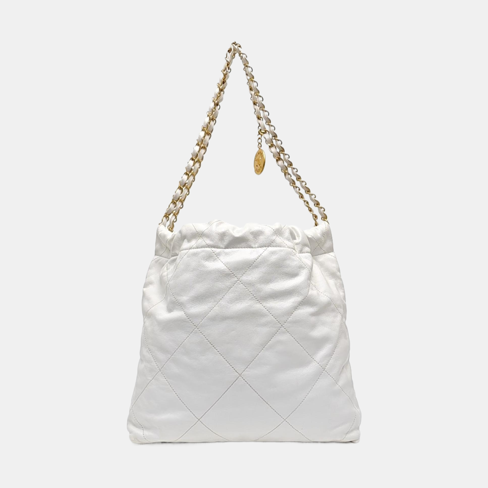 CHANEL 22 Small Quilted Calfskin White
