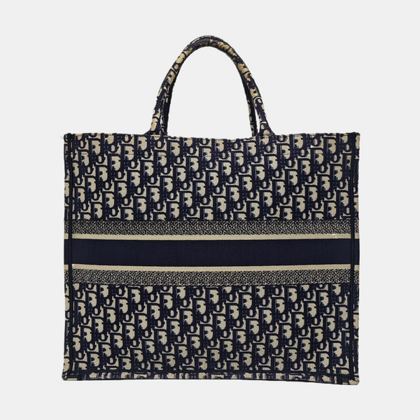 Book Tote Large Oblique Canvas Blue