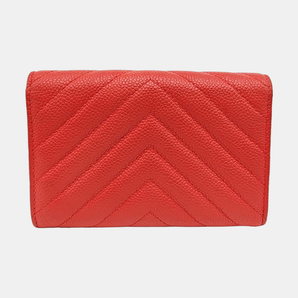 CLASSIC FLAP Mini Chevron Calfskin Pink Wallet